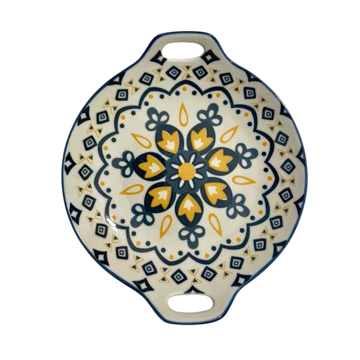 Keramik Essplatte (Rund)Floralesmuster