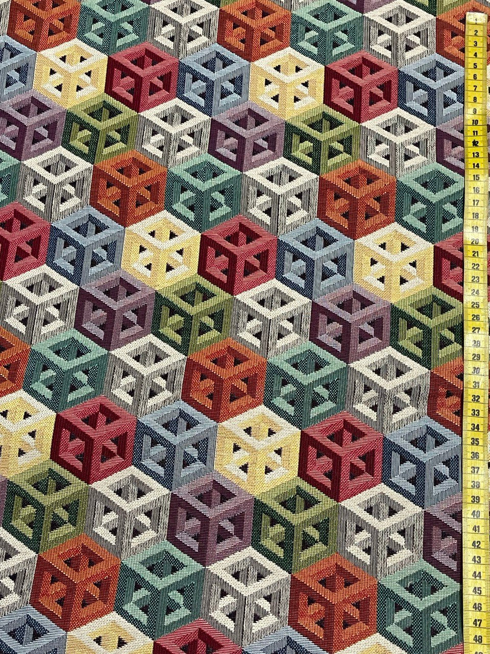 Dekostoff Gobelin 3D-Würfel