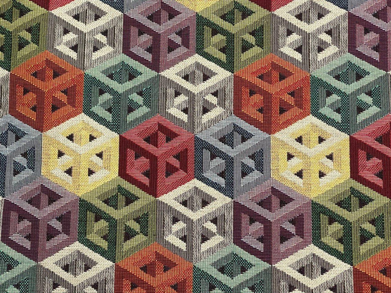 Dekostoff Gobelin 3D-Würfel