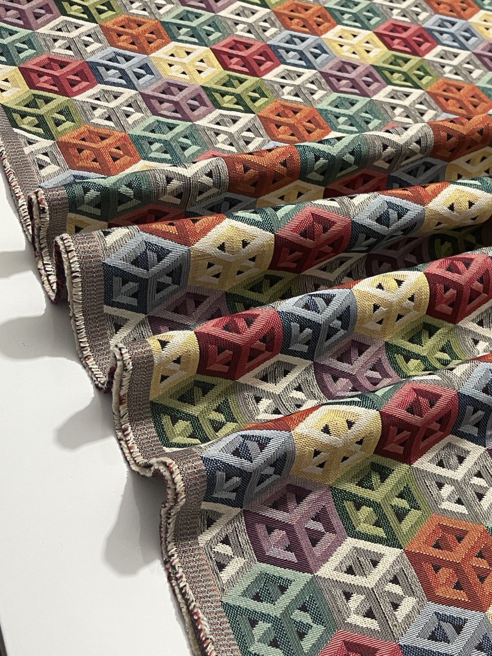 Dekostoff Gobelin 3D-Würfel