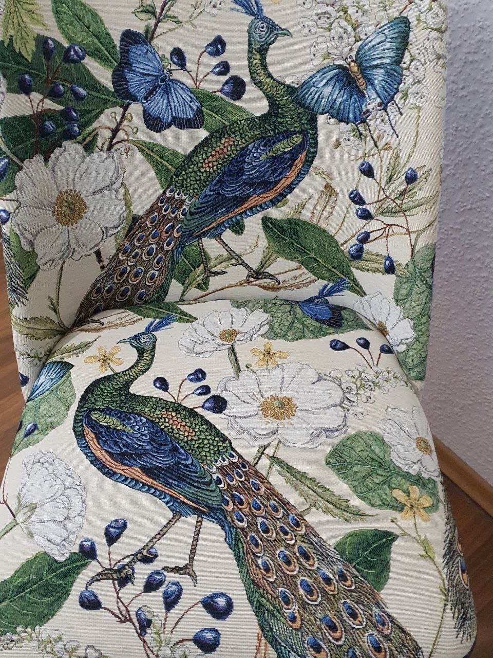 Cocktailsessel ( Original) schönes blaues Pfau Thema