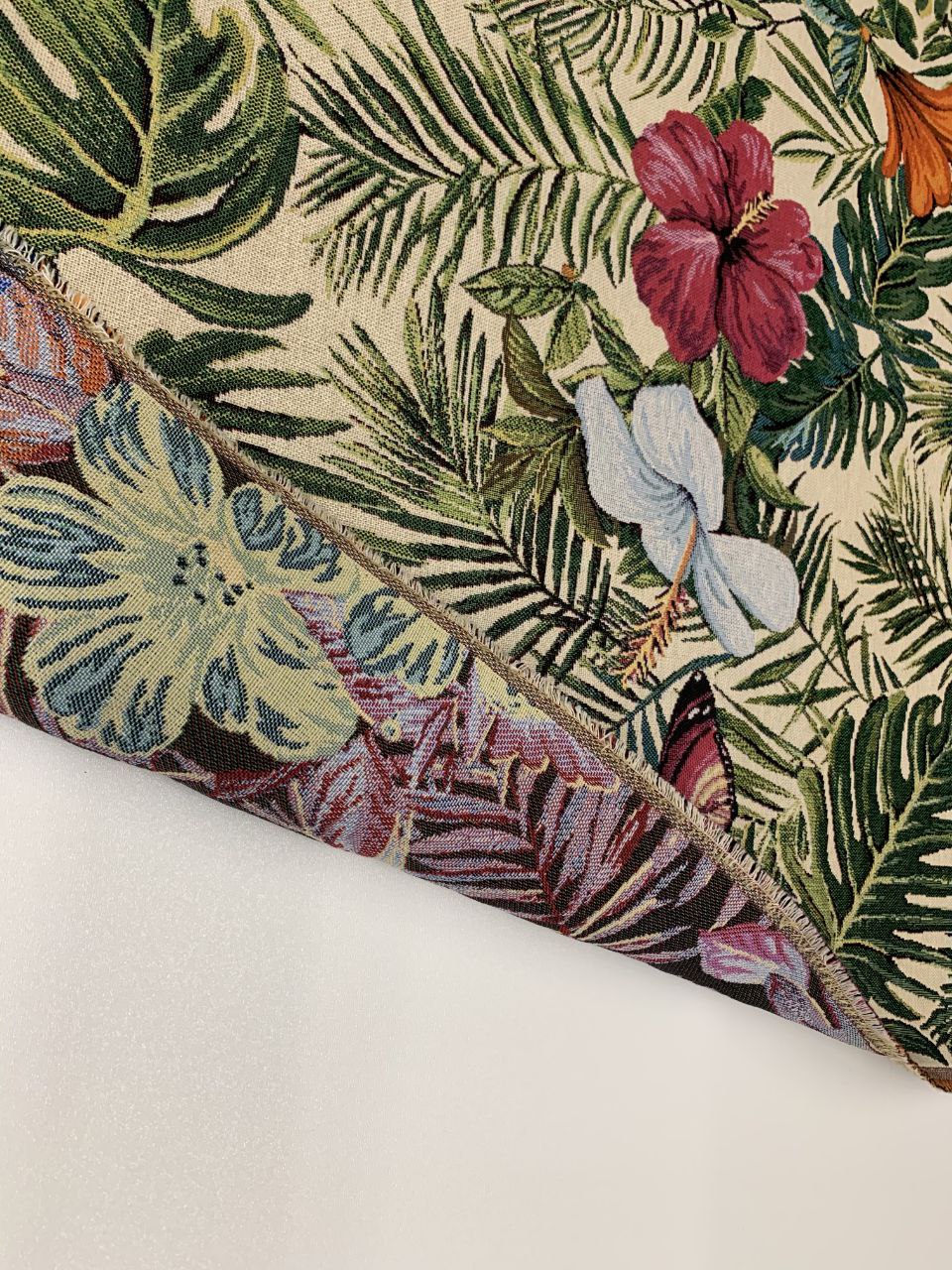 Gobelin Stoffe Blumenmuster Flora Fauna