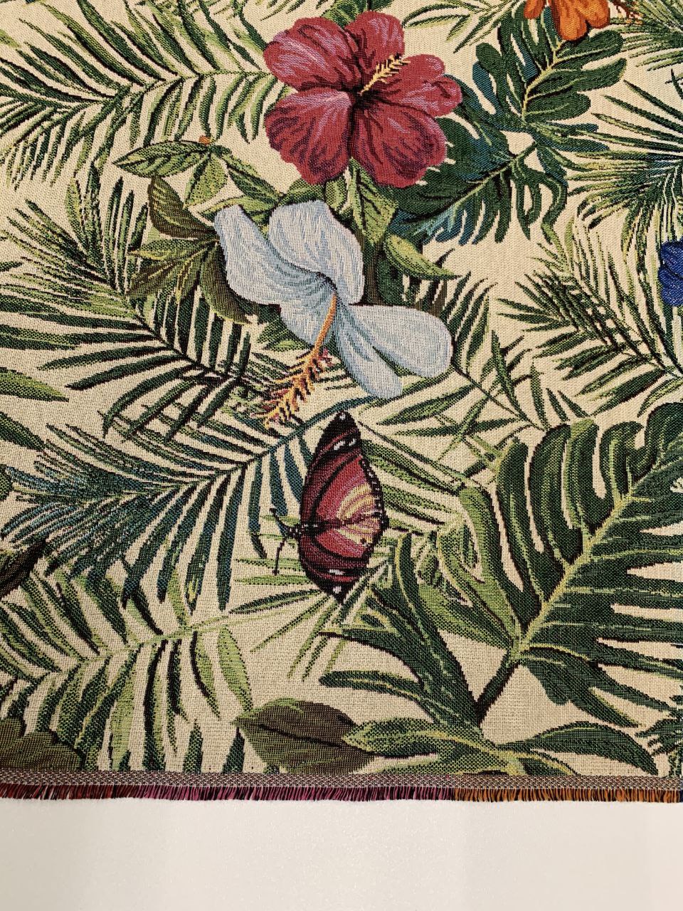 Gobelin Stoffe Blumenmuster Flora Fauna