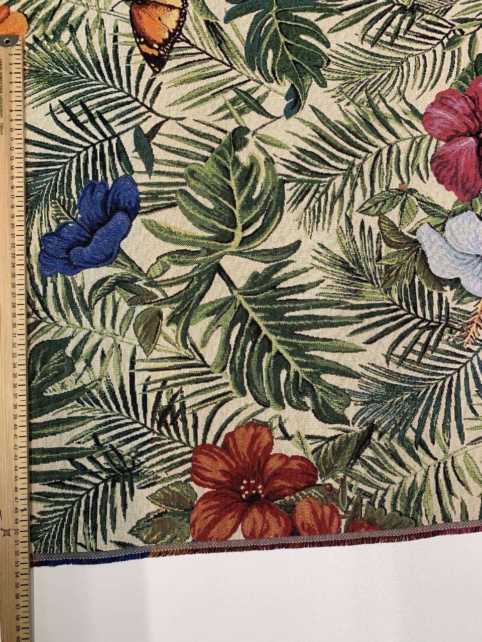 Gobelin Stoffe Blumenmuster Flora Fauna