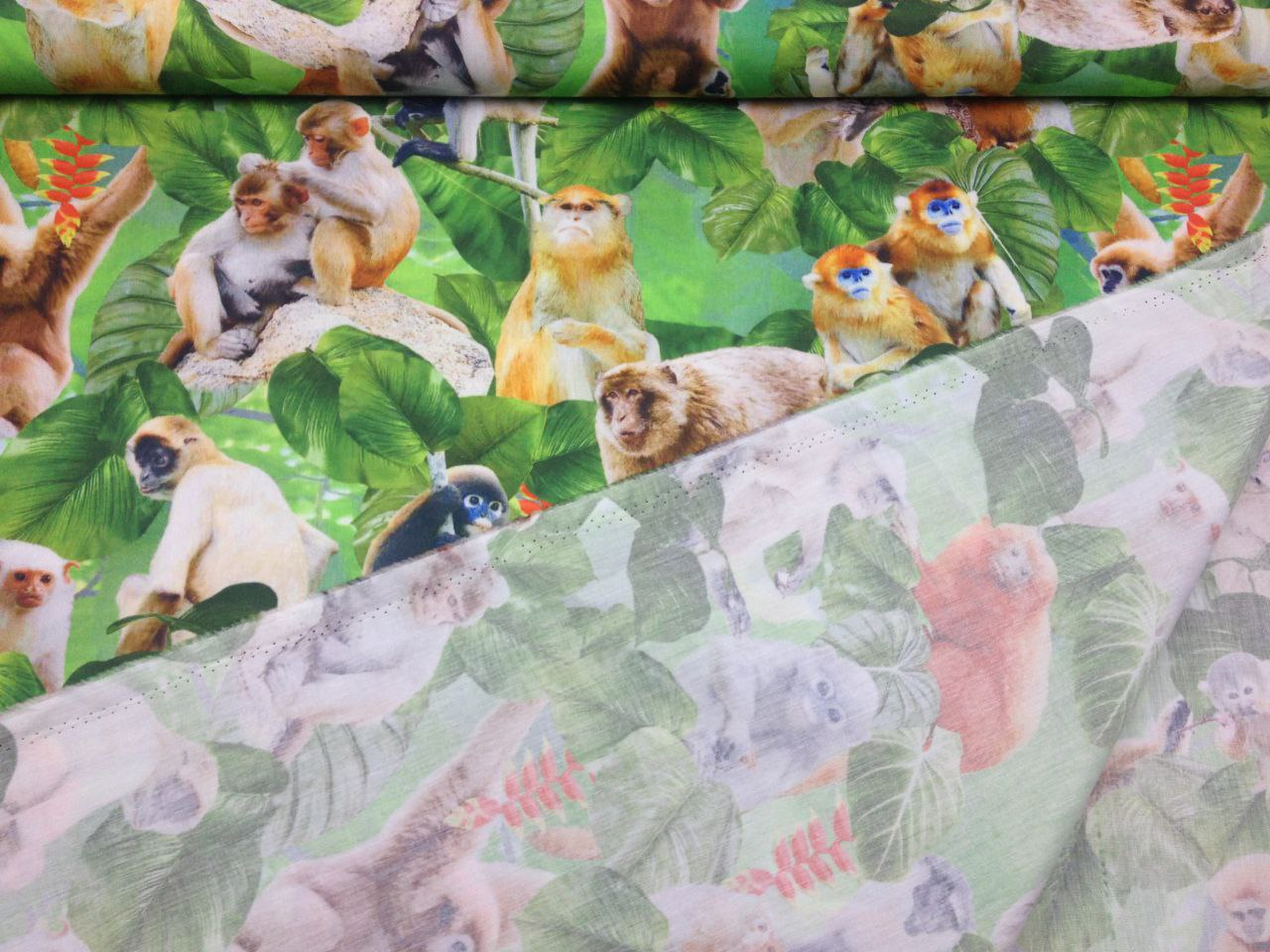 Digital baumwolle Flora Fauna mit verschiedenen Affenarten