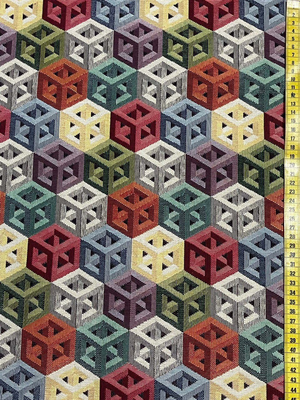 Dekostoff Gobelin 3D-Würfel