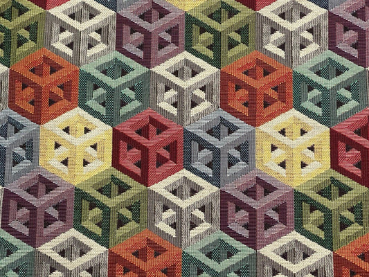 Dekostoff Gobelin 3D-Würfel