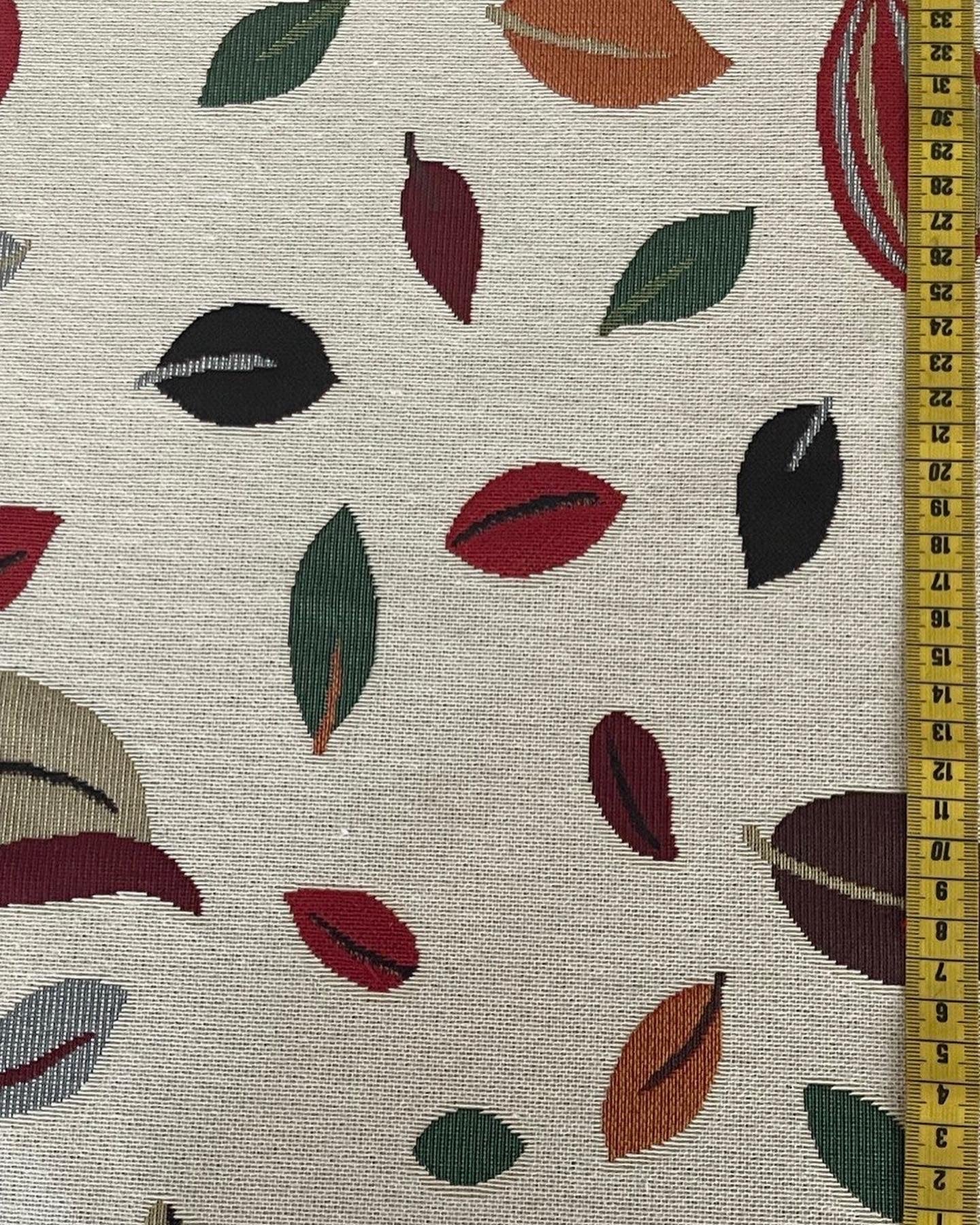 Gobelin Stoffe Motiv bunte Blätter weißer Hintergrund