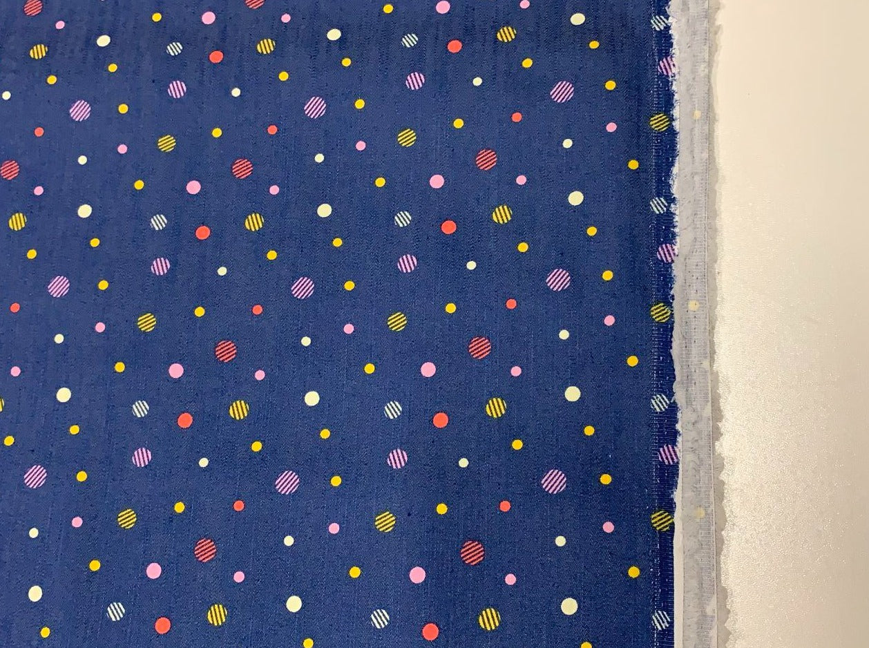 Jens Stoffe bunte Punkte mit blauem Hintergrund